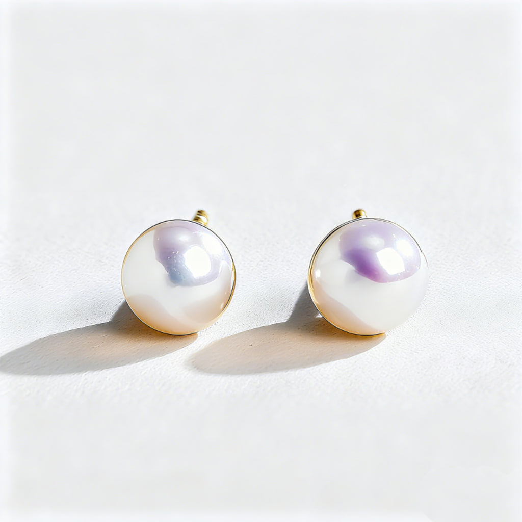 10K/14K Pearl Minimalist Classic Stud Earrings