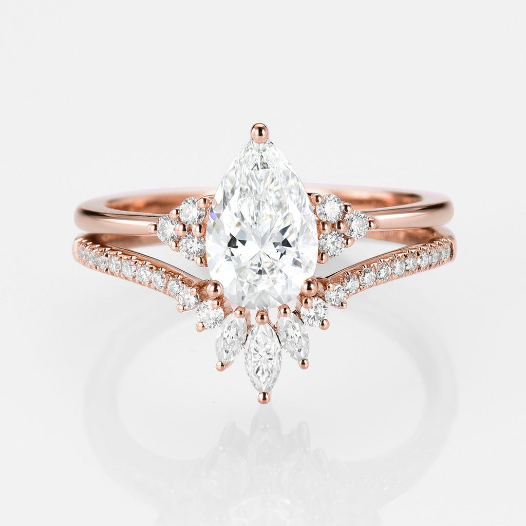 Pear Cut Moissanite Ring Classic Luxury Wedding Ring - Marjorie