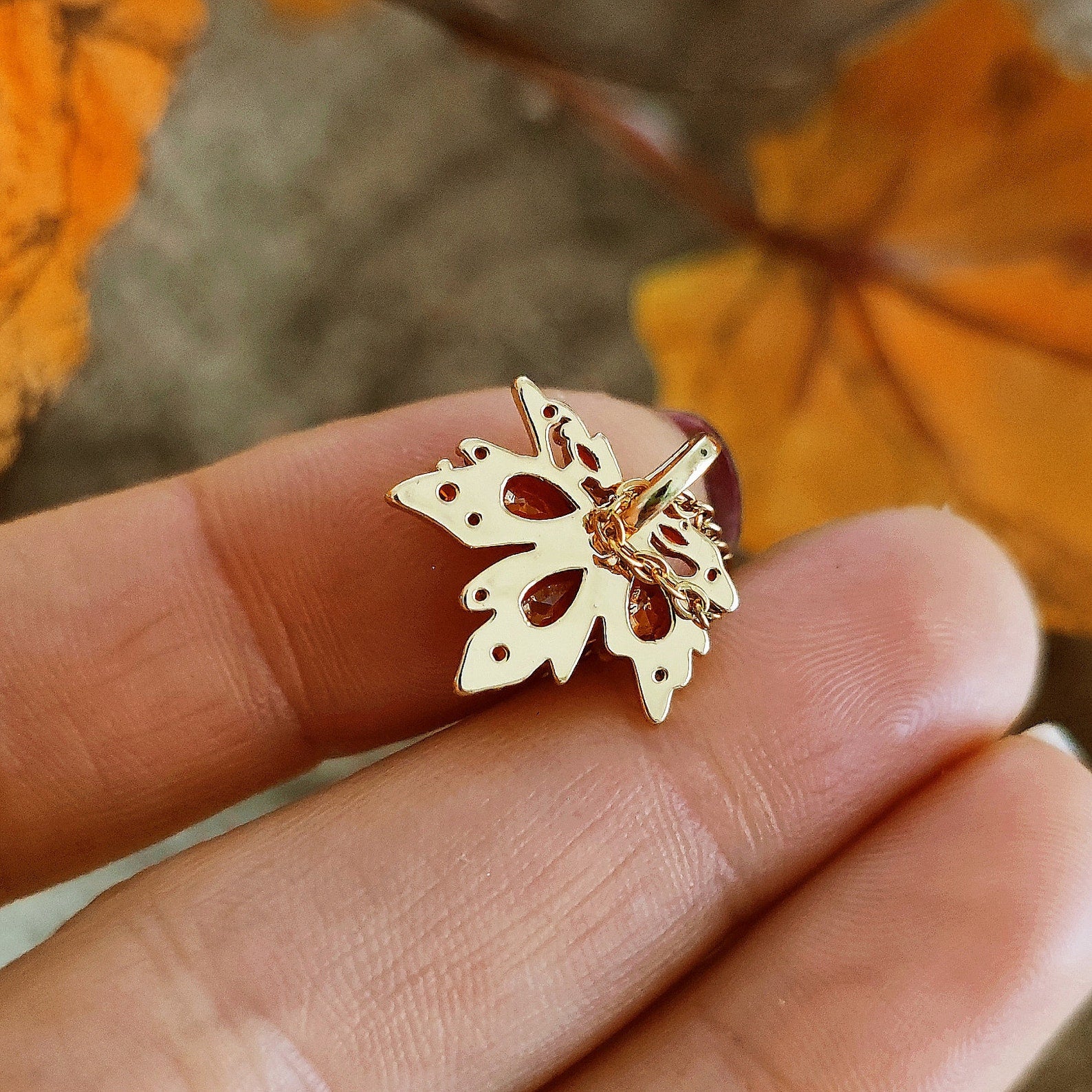 Marquise Cut Cubic Zirconia Classic Maple Leaf  Necklace
