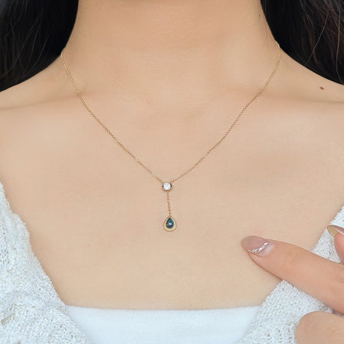 Pear Cut Black Opal Classic Necklace