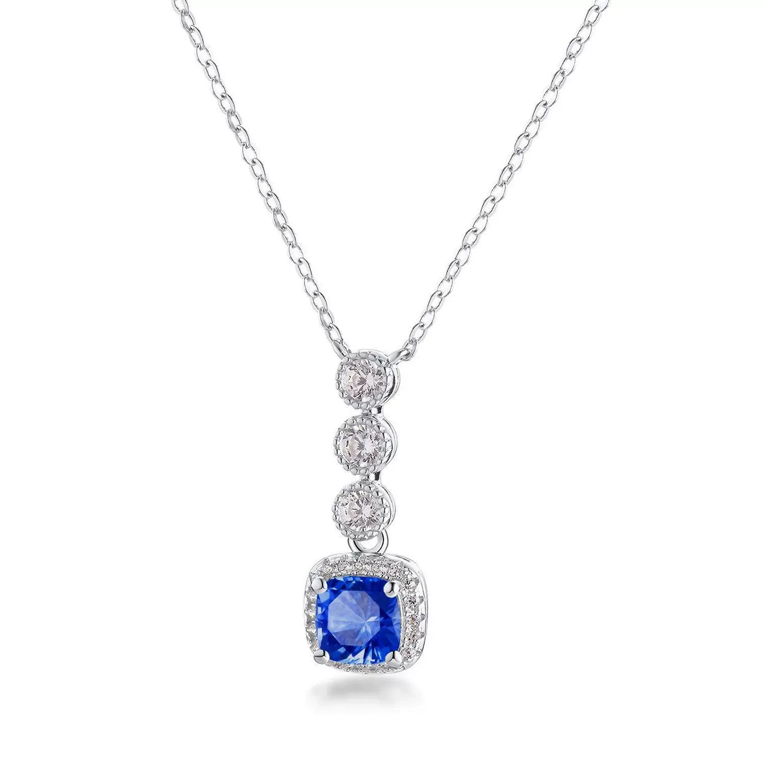 Cushion Cut Lab Emerald Halo Pendant
