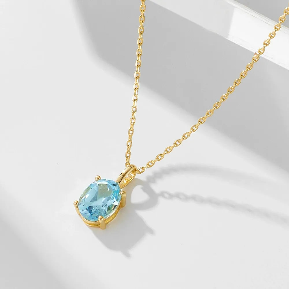 Oval Cut Topaz Classic Necklace