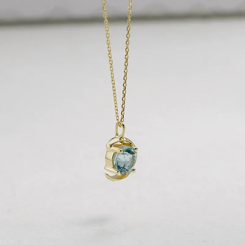 Round Cut Aquamarine Galaxy Necklace