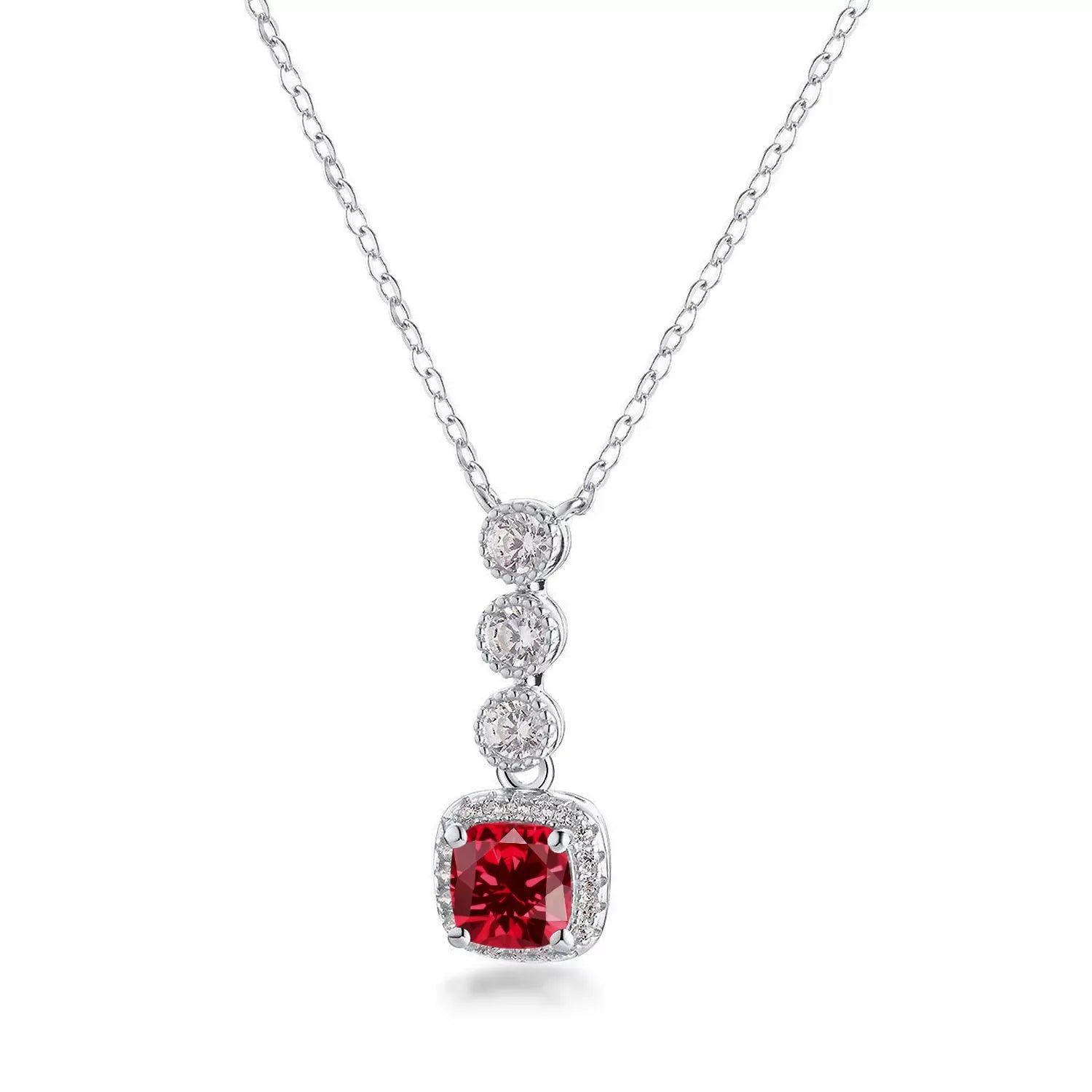 Cushion Cut Lab Emerald Halo Pendant
