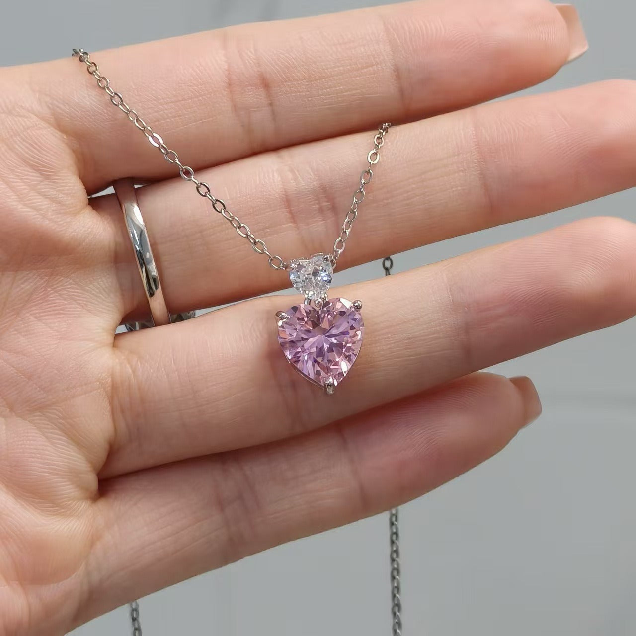 Rosaline Heart Shaped Pink Zircon Classic Pendant