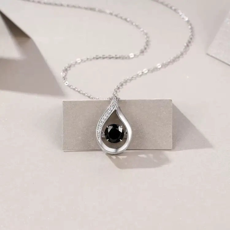 Noirra Round Cut Black Moissanite Classic Necklace