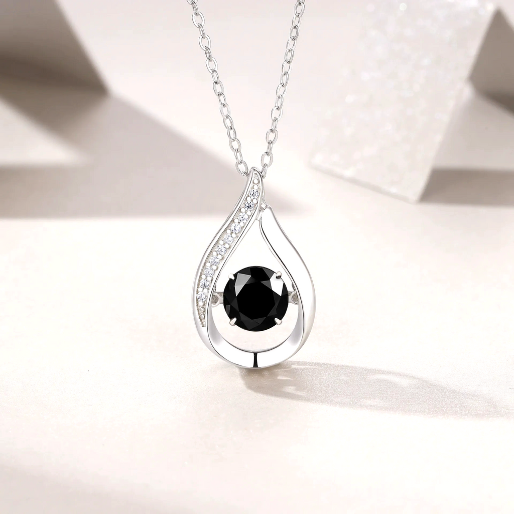 Noirra Round Cut Black Moissanite Classic Necklace