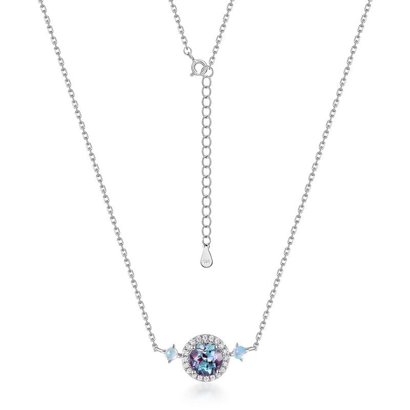 Araminta Round Cut Lab Alexandrite Classic Necklace