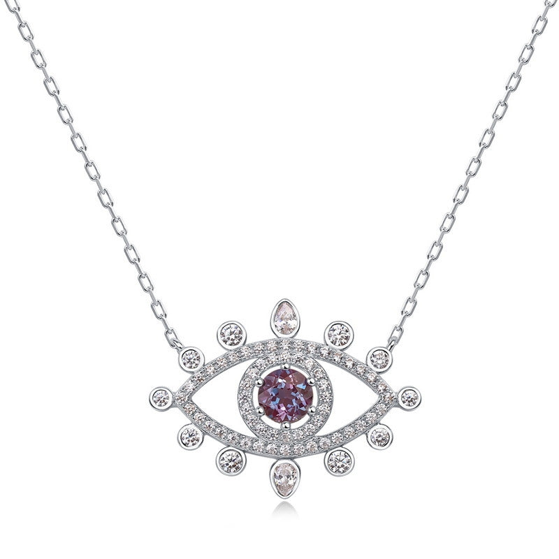 Minerva Round Cut Lab Alexandrite Unique Necklace