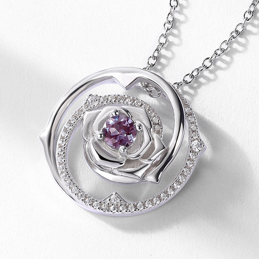 Minerva Round Cut Lab Alexandrite Classic Necklace