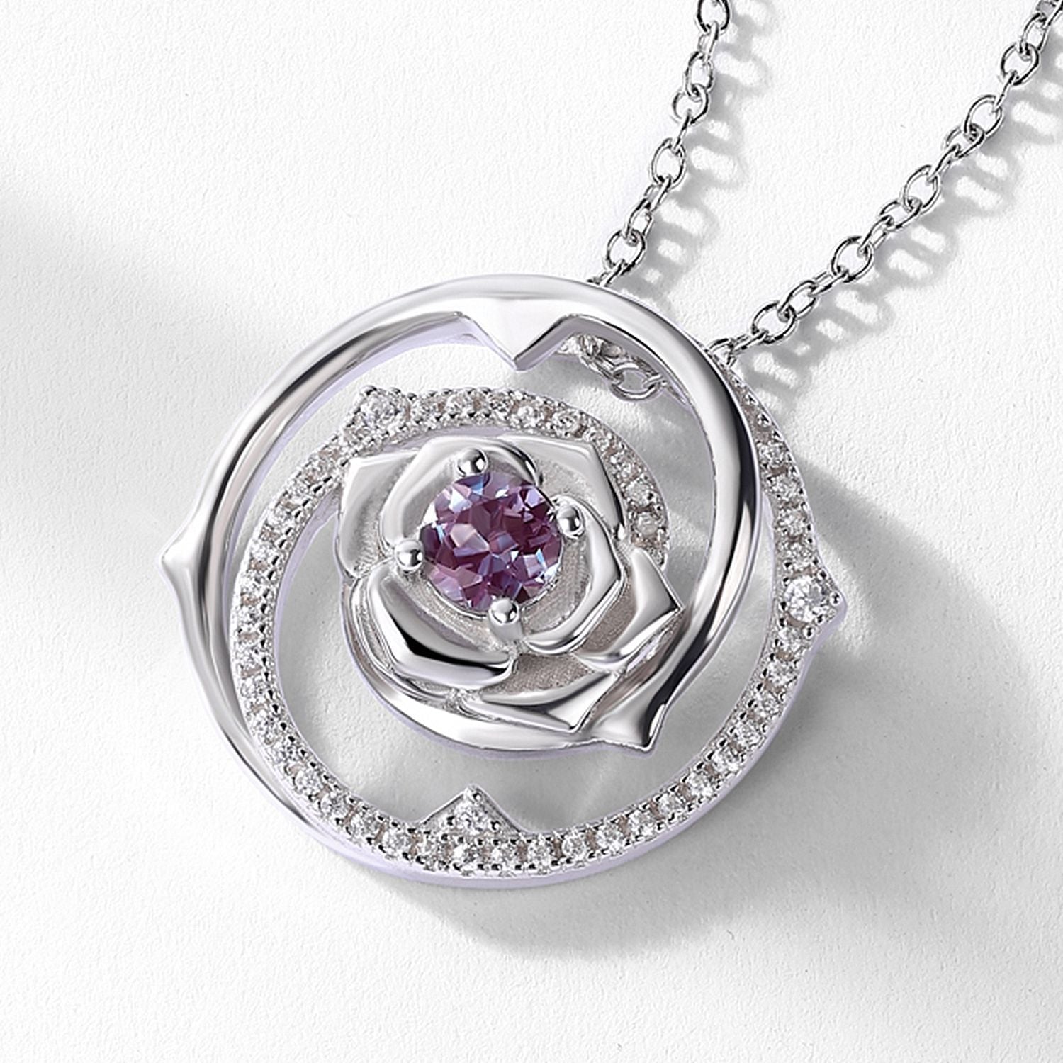 Minerva Round Cut Lab Alexandrite Classic Necklace