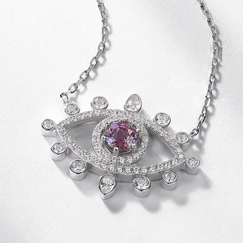 Minerva Round Cut Lab Alexandrite Unique Necklace
