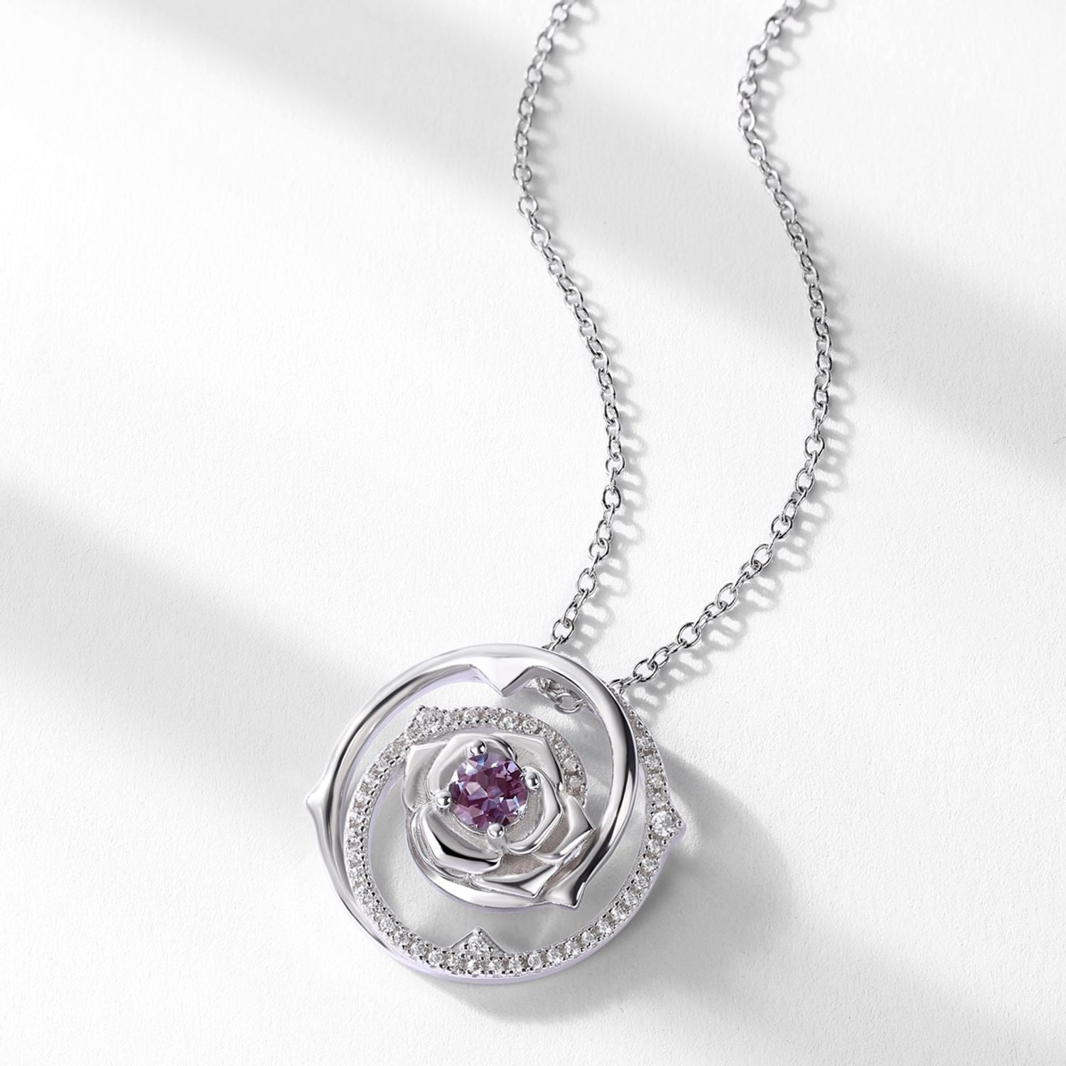 Minerva Round Cut Lab Alexandrite Classic Necklace
