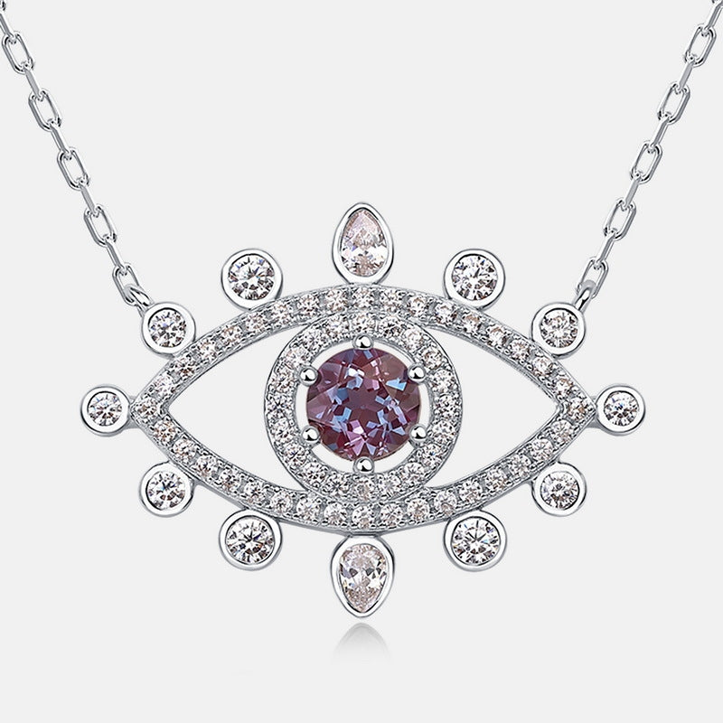Minerva Round Cut Lab Alexandrite Unique Necklace