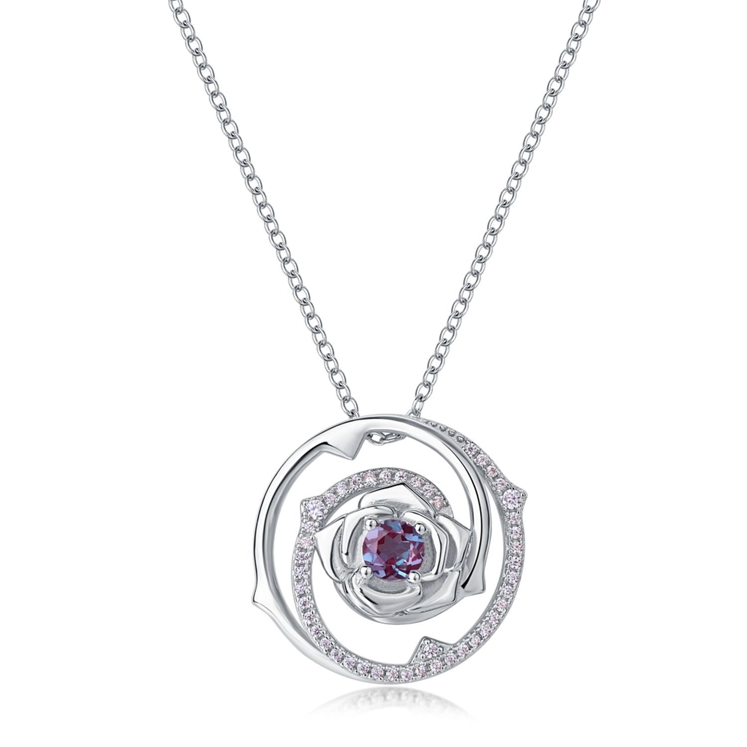 Minerva Round Cut Lab Alexandrite Classic Necklace