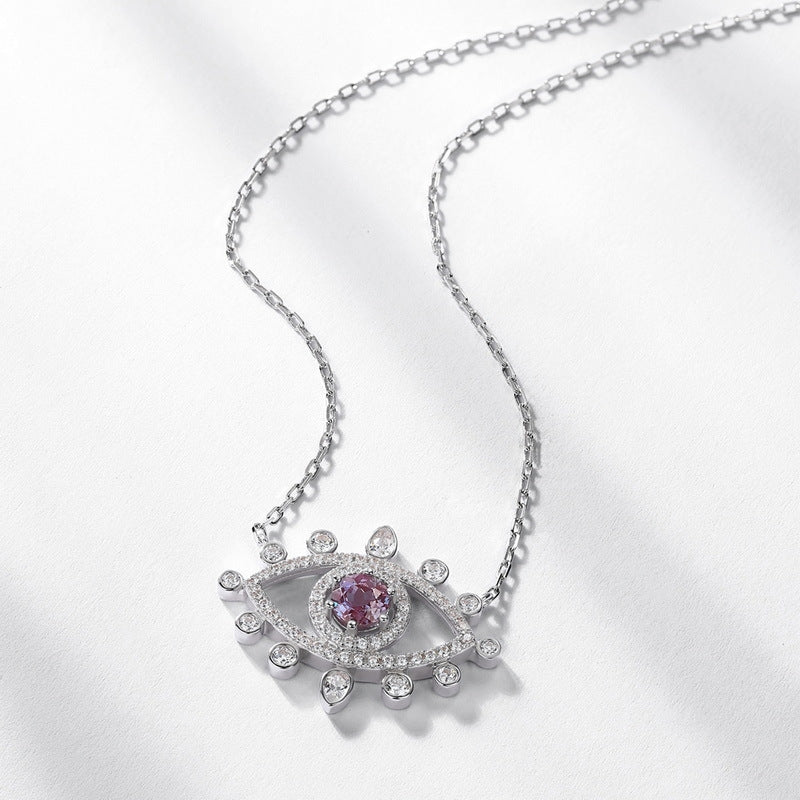 Minerva Round Cut Lab Alexandrite Unique Necklace