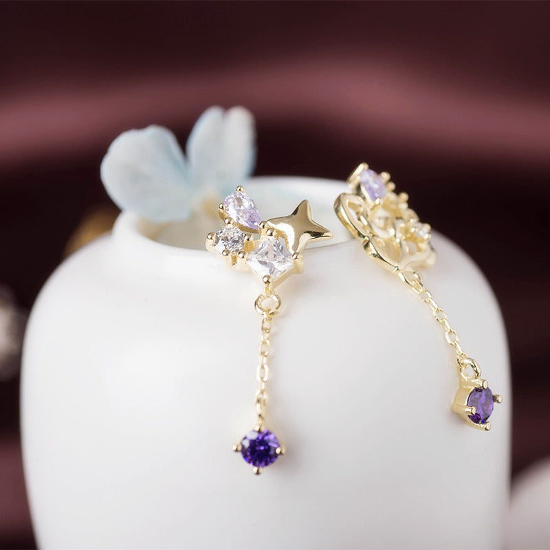 Cubic Zirconia Galaxy Collection Tassel Drop Earrings