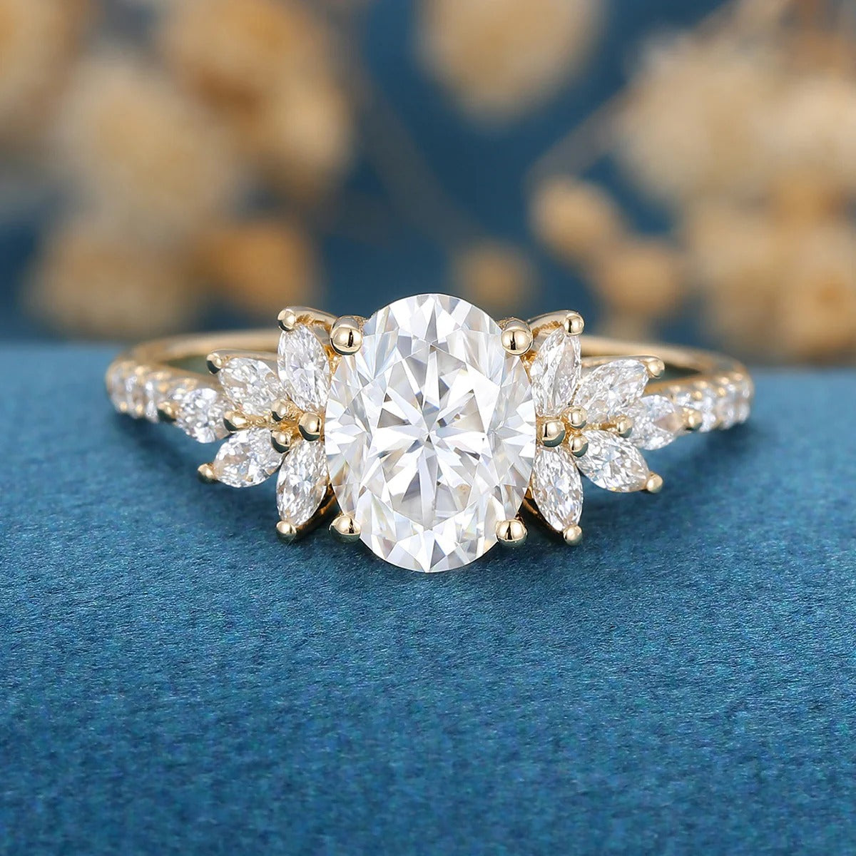 Cluster Oval cut Moissanite Fairy Engagement ring