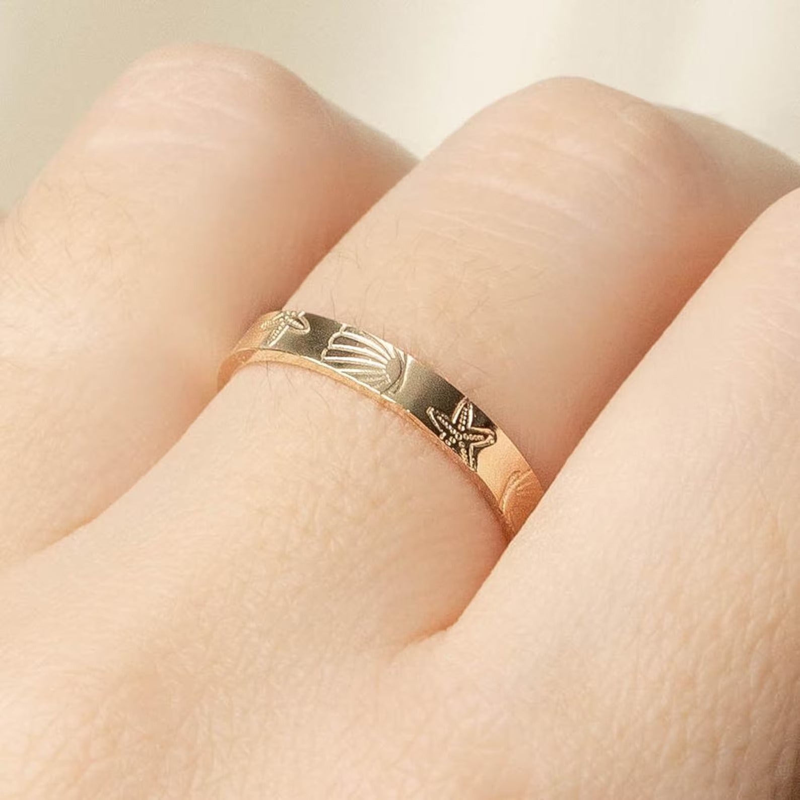 3MM Ocean Starfish Handmade Seashell Ring