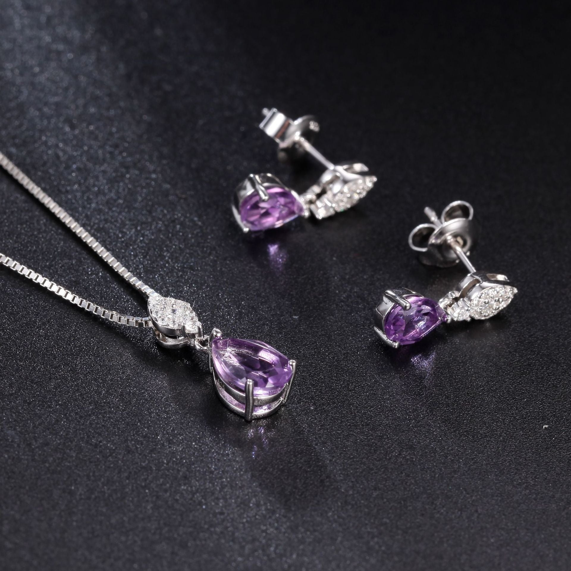 Pear Cut Amethyst Signature Vintage Drop Earrings