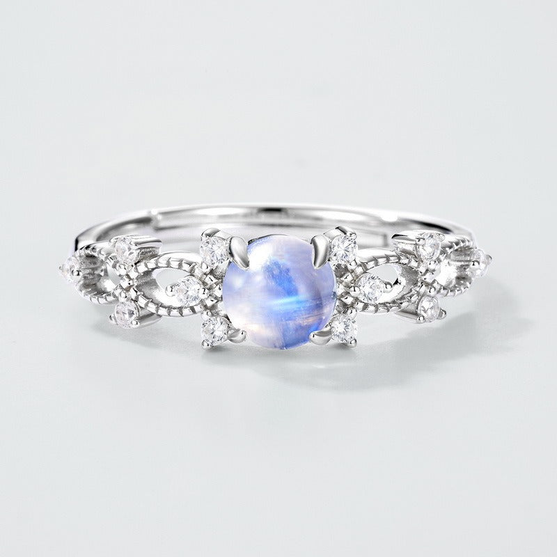Round Cut Moonstone Vintage Adjustable Ring