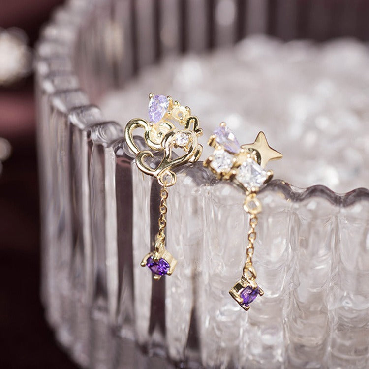 Cubic Zirconia Galaxy Collection Tassel Drop Earrings