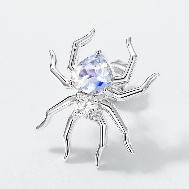 Pear Cut Moonstone Unique Spider Stud Earrings