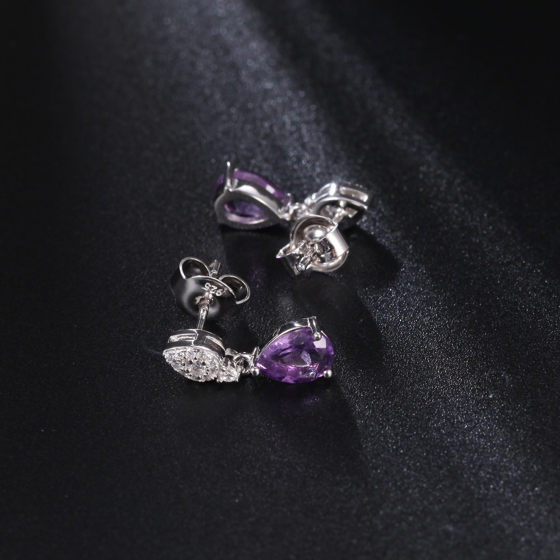 Pear Cut Amethyst Signature Vintage Drop Earrings