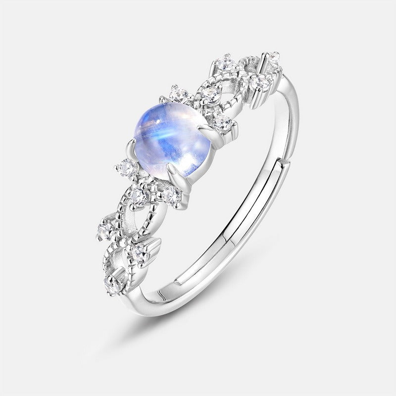 Round Cut Moonstone Vintage Adjustable Ring