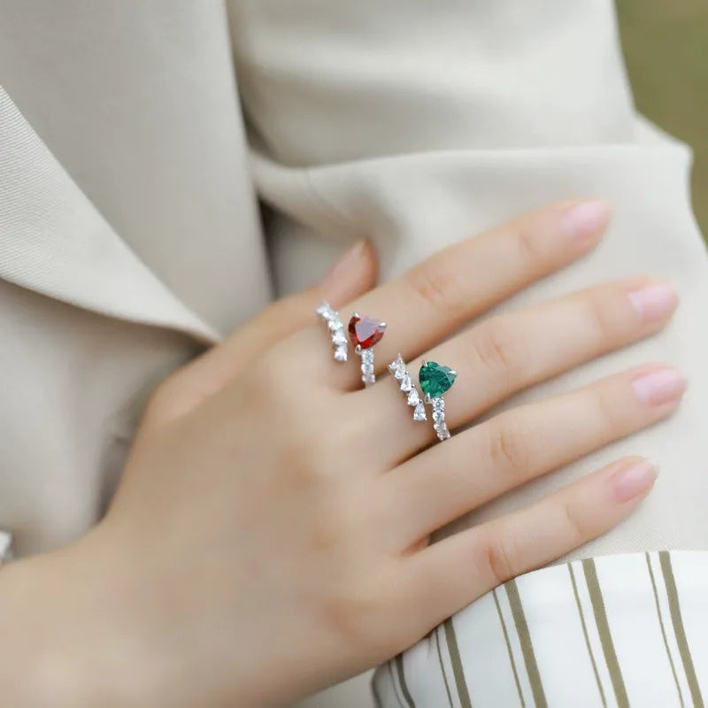 Heart Cut Lab Ruby Open Engagement Ring