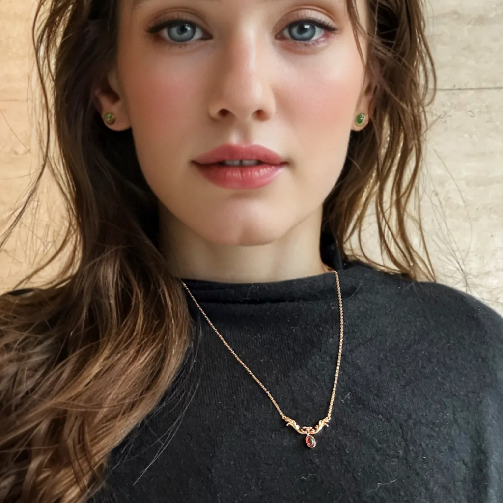 Elara Oval Cut Garnet Vintage Necklace