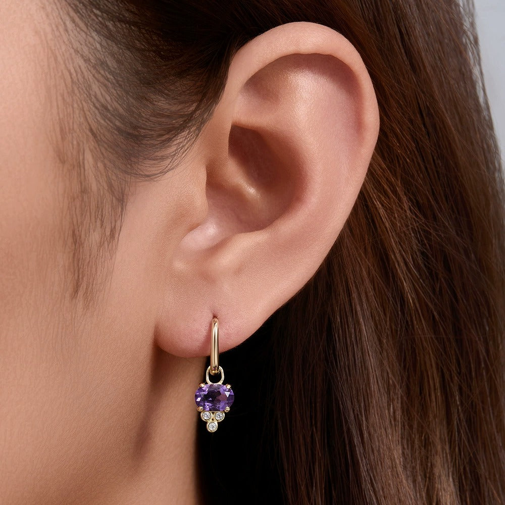 Oval Cut Amethyst Classic Minimalist Drop Earrings