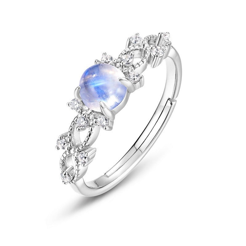 Round Cut Moonstone Vintage Adjustable Ring
