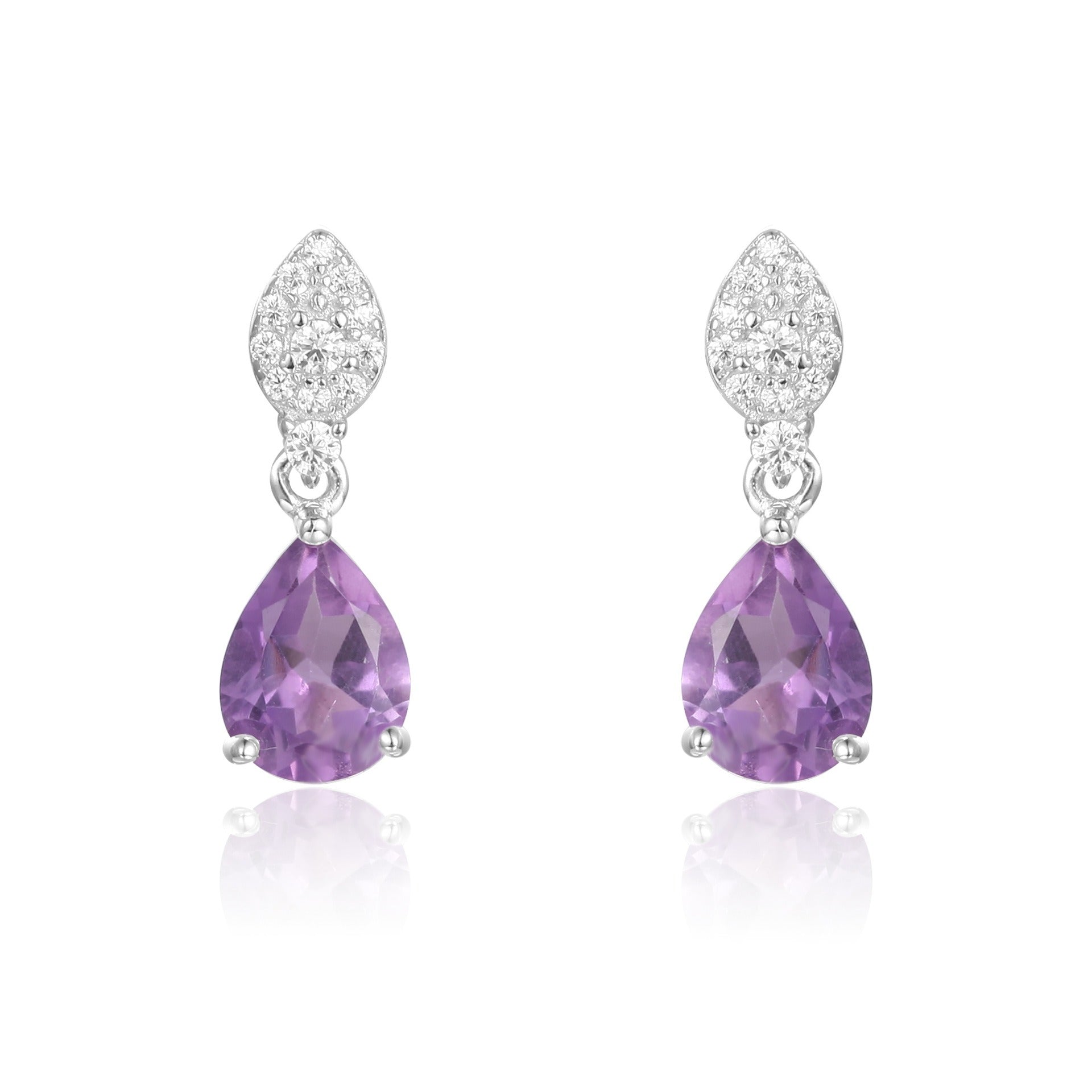 Pear Cut Amethyst Signature Vintage Drop Earrings