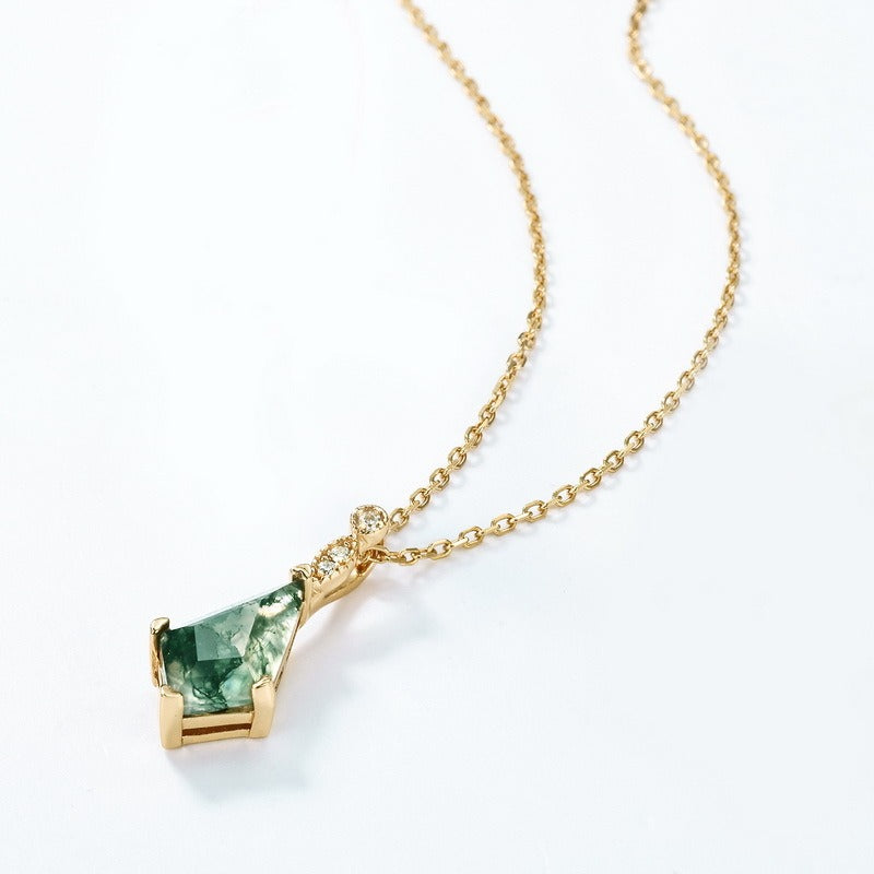 Aurelia Kite Cut Moss Agate Classic Necklace