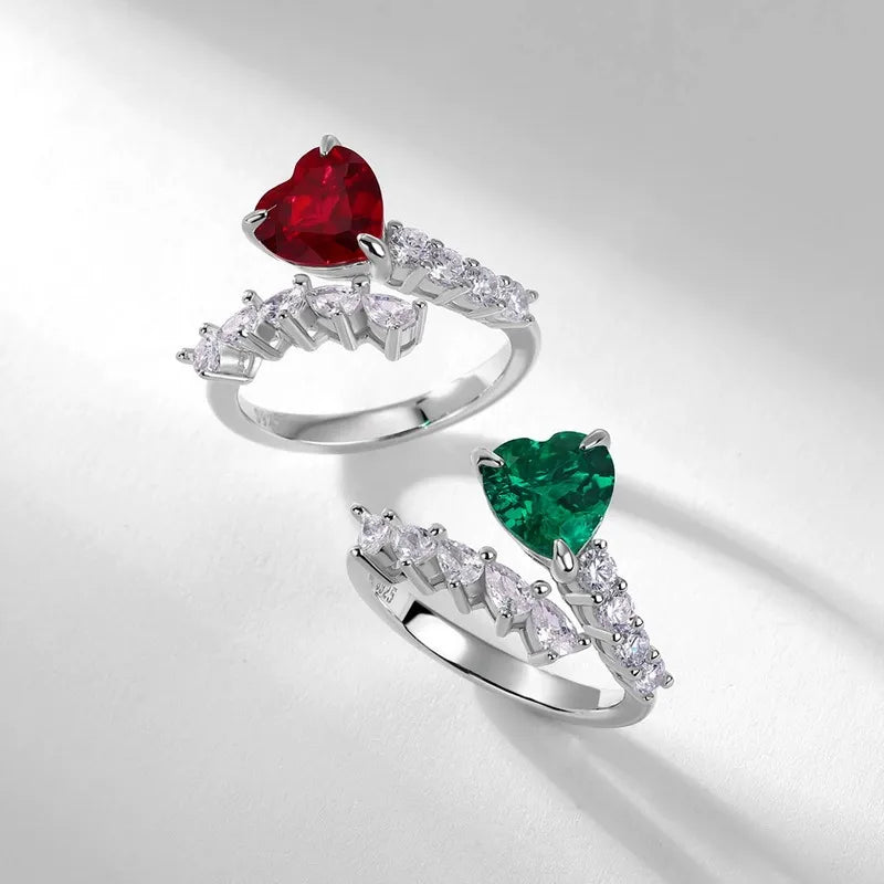 Heart Cut Lab Ruby Open Engagement Ring