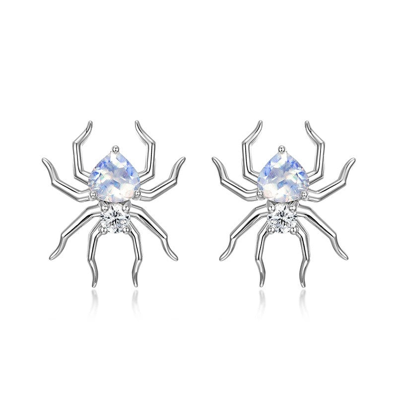 Pear Cut Moonstone Unique Spider Stud Earrings