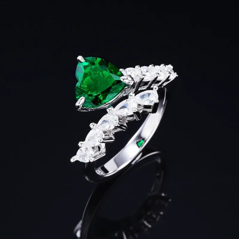 Heart Cut Lab Ruby Open Engagement Ring