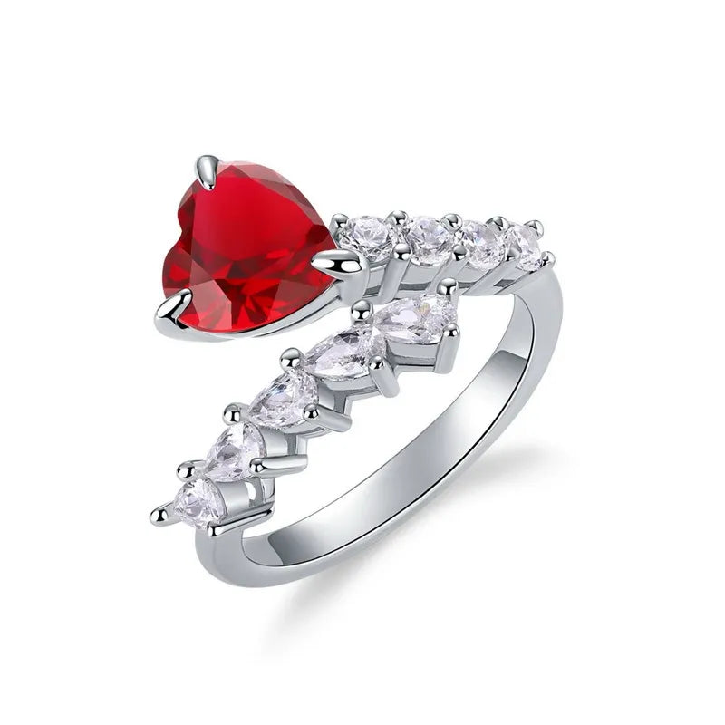 Heart Cut Lab Ruby Open Engagement Ring