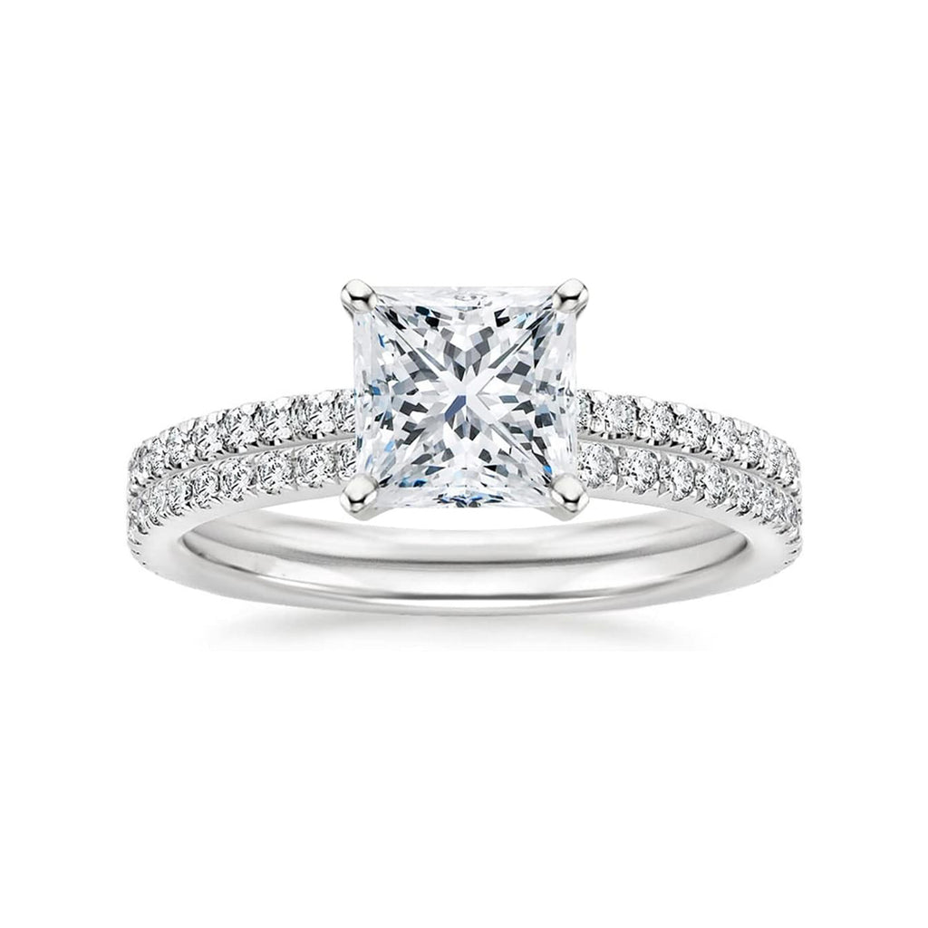 Princess Cut Moissanite Solitaire Engagement Bridal Sets