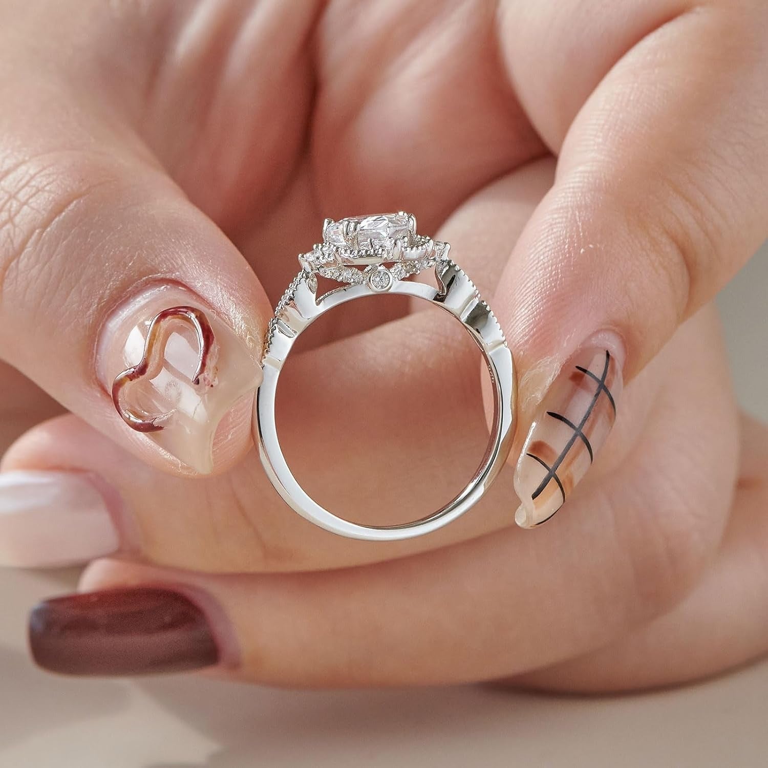 1.7CT Pear Teardrop Moissanite Women Vintage Engagement Ring Sets