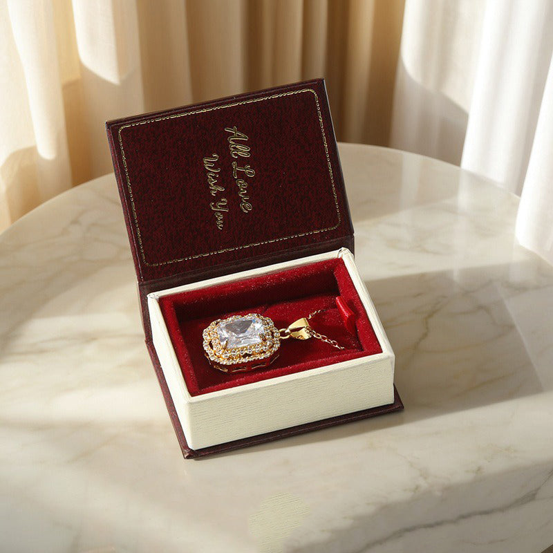 Vintage Flip-Top Magnetic Necklace Box Creative Book-Style Jewelry Packaging for Pendants Earrings & Rings