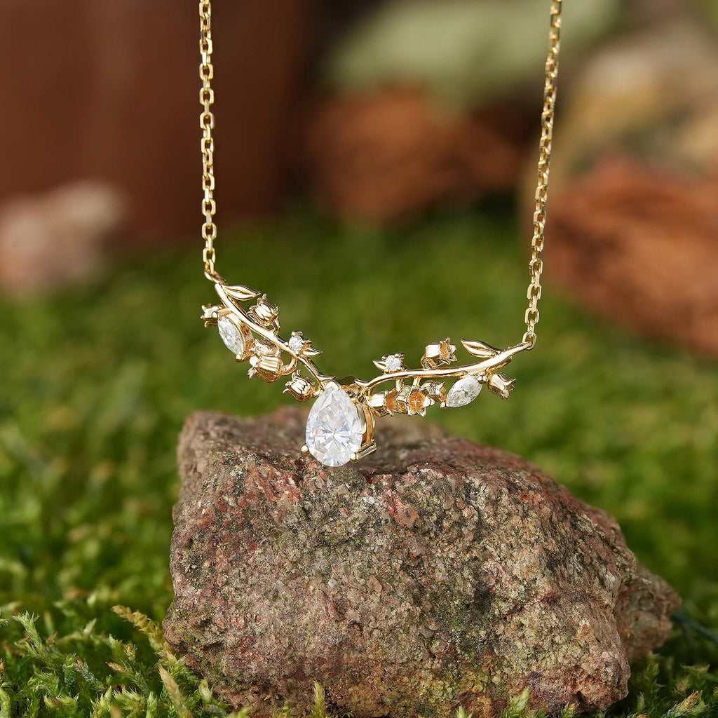 Josephine Pear Cut  Moissanite Nature Necklace