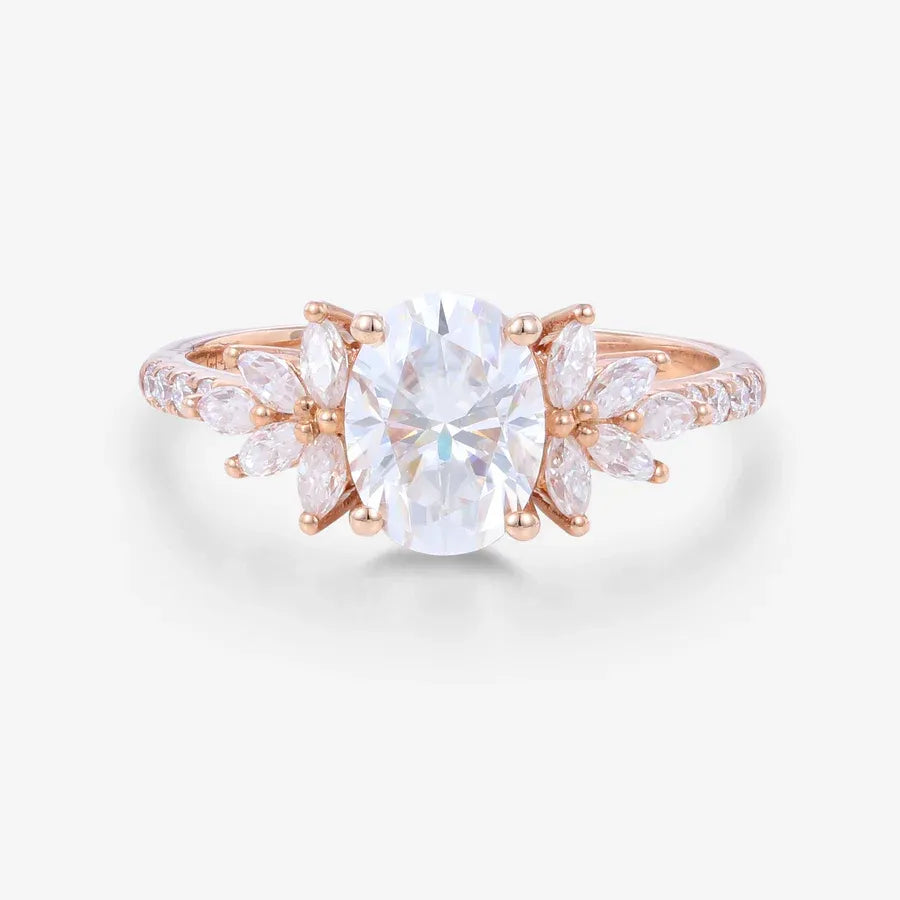 Cluster Oval cut Moissanite Fairy Engagement ring