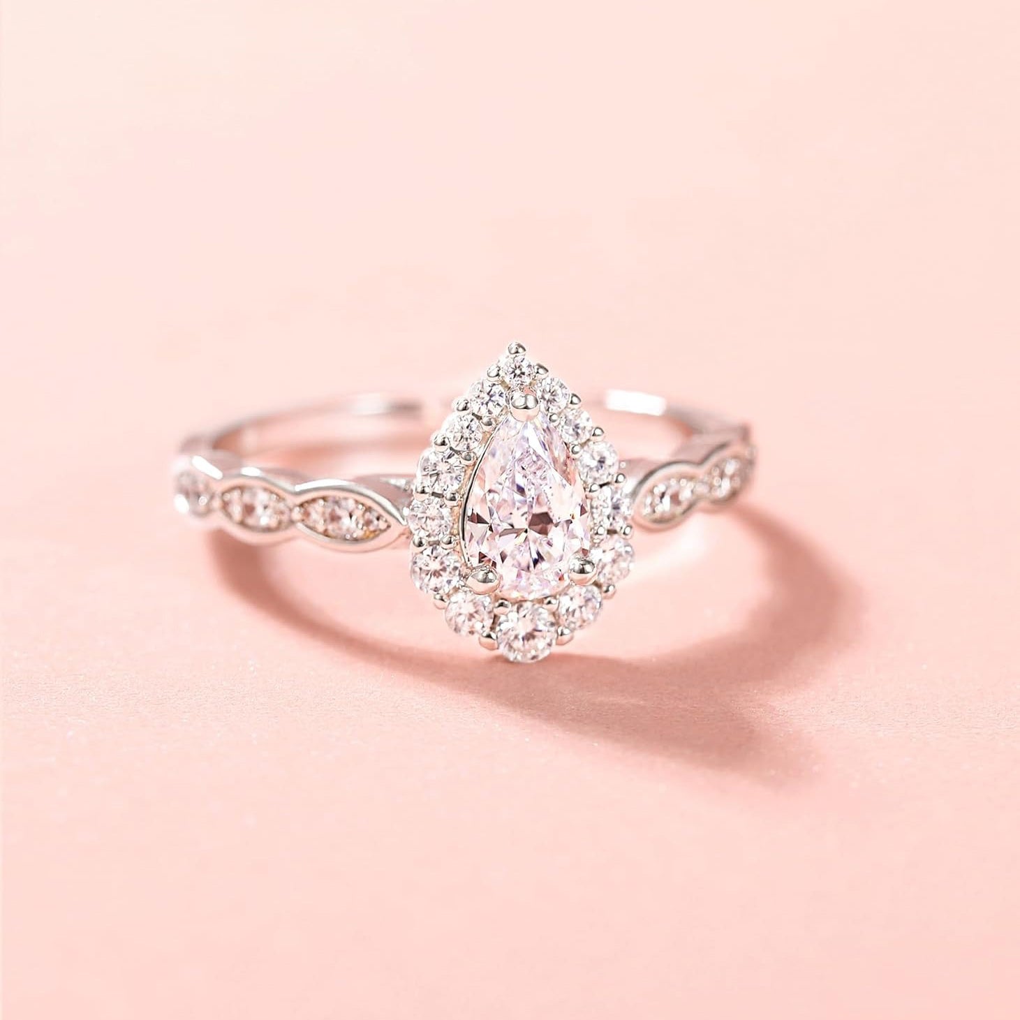 Pear Teardrop Moissanite Vintage Halo Engagement Bridal Sets