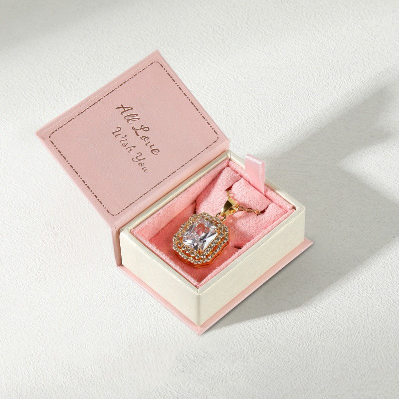 Vintage Flip-Top Magnetic Necklace Box Creative Book-Style Jewelry Packaging for Pendants Earrings & Rings