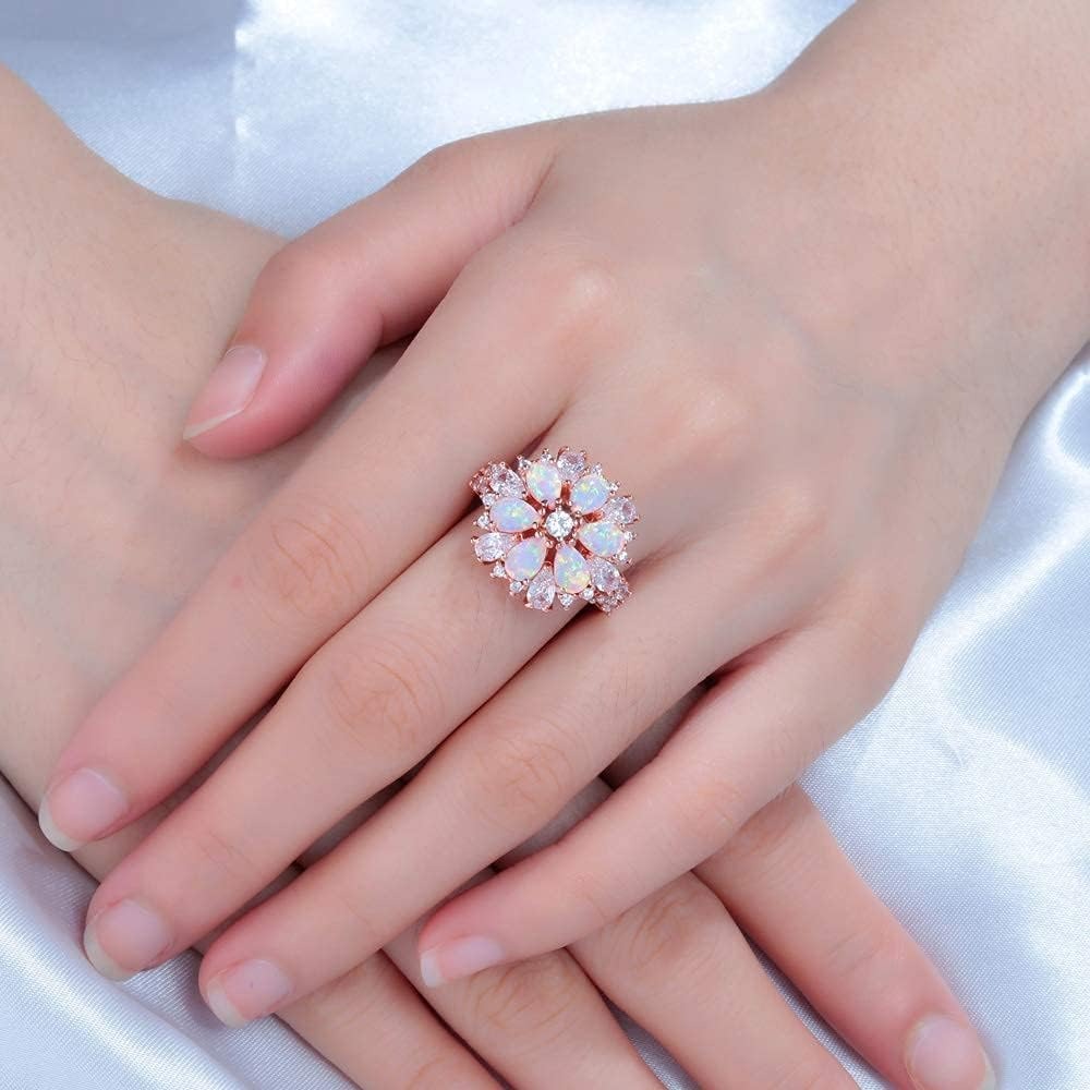 Blossom Bloom – 14K Pink Opal Flower Ring Rose Gold Engagement Ring