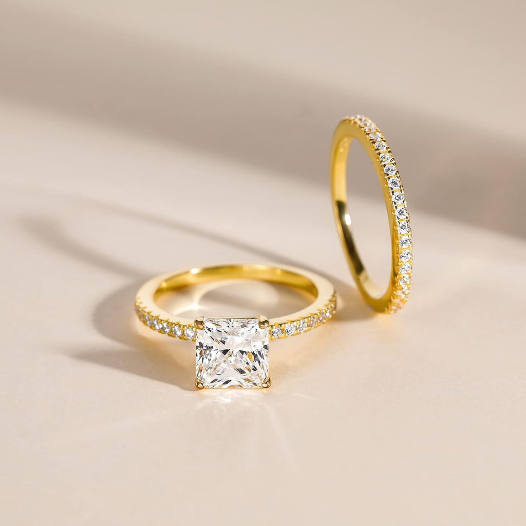 Princess Cut Moissanite Solitaire Engagement Bridal Sets