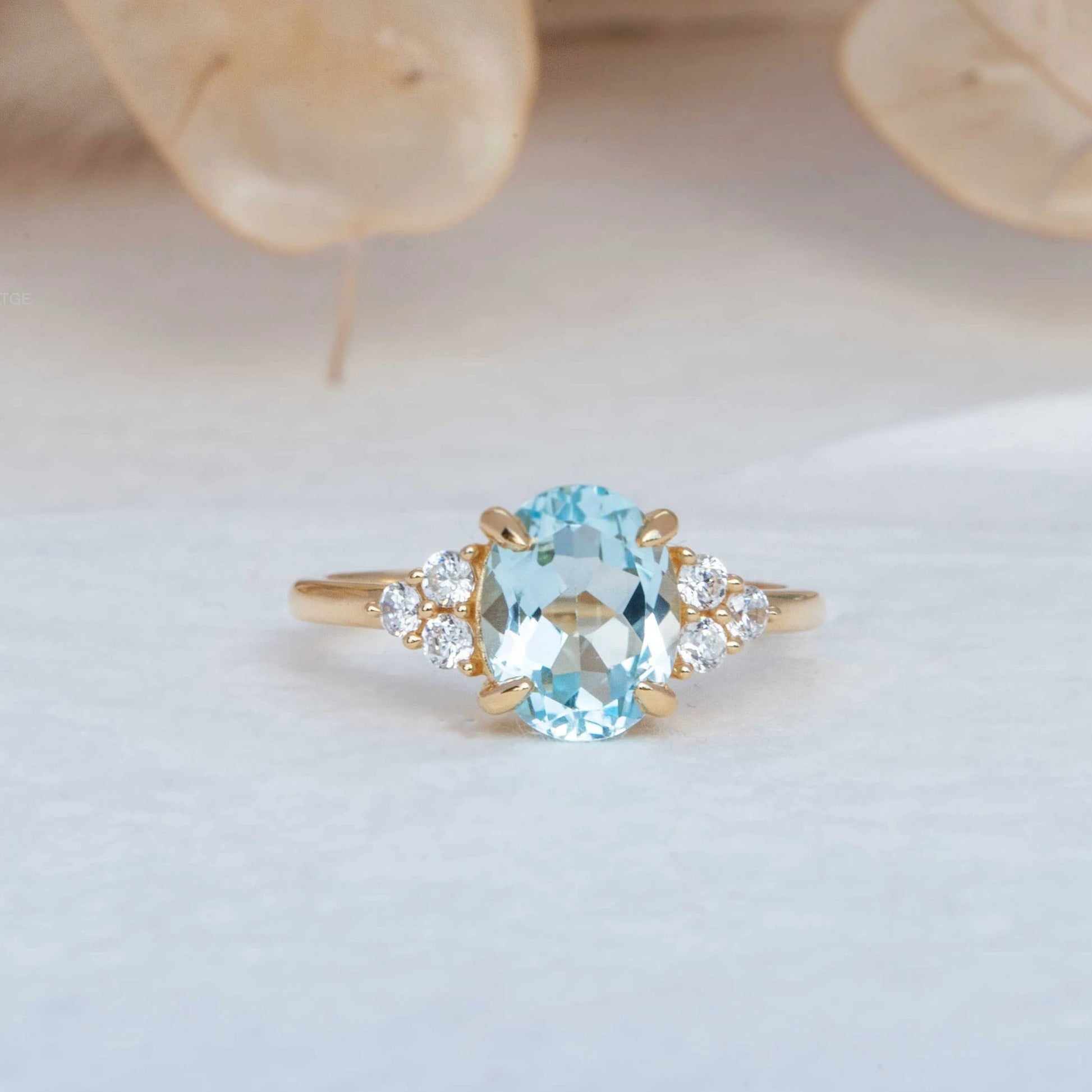 True Classic - Blue Topaz December Birthstone Gold Engagement Ring