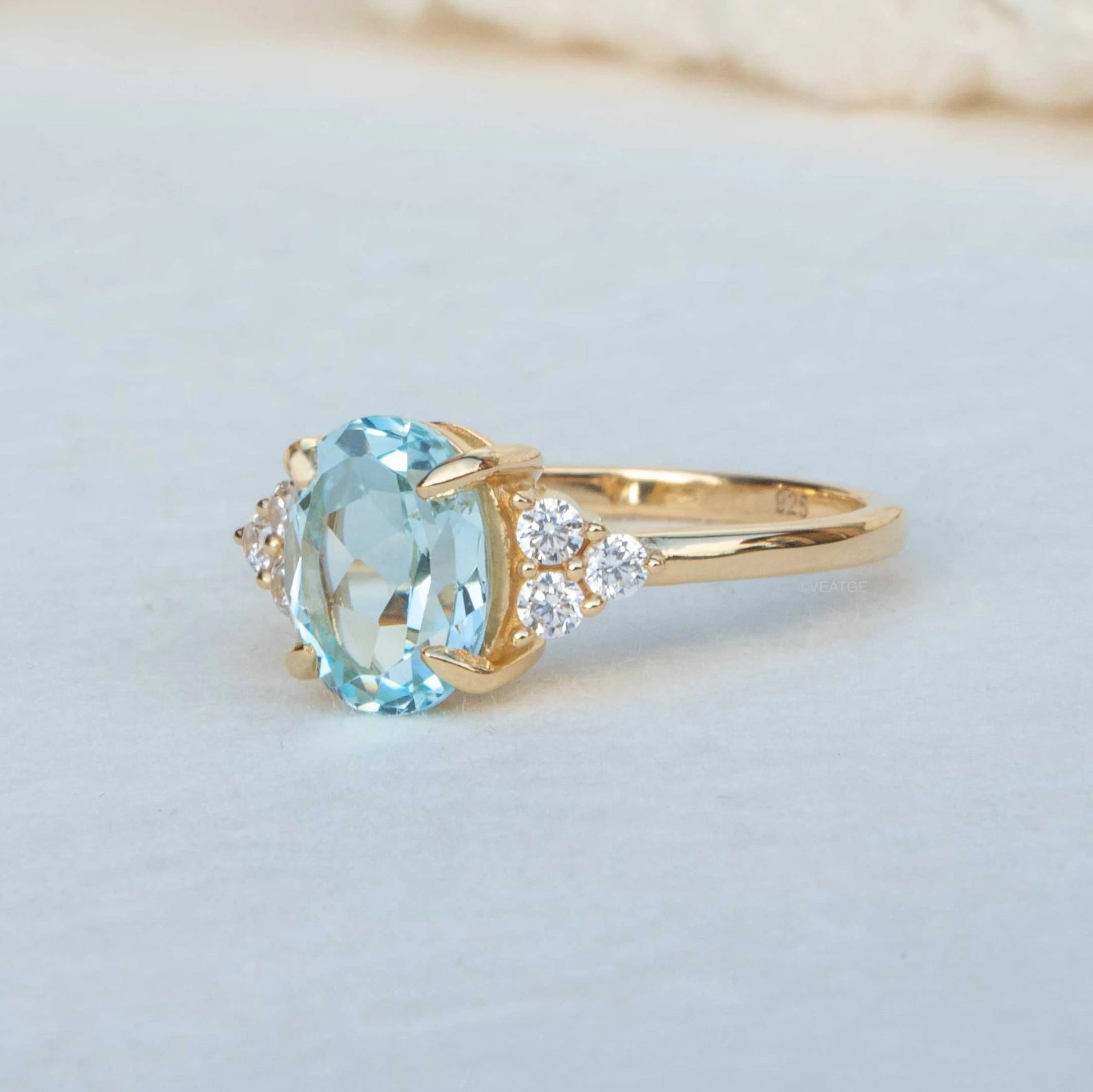 True Classic - Blue Topaz December Birthstone Gold Engagement Ring